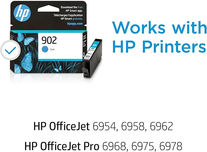 HP 902 Cyan Ink Cartridge | Works with HP OfficeJet 6950, 6960 Series, HP OfficeJet Pro 6960, 6970 Series | Eligible for Instant Ink | T6L86AN-DeskLoop Office