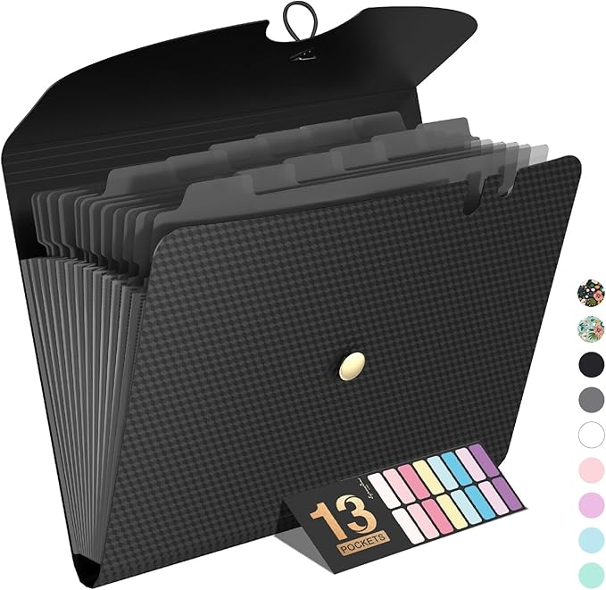 Sooez Expanding File Folder, 13 Pocket Accordion File Organizer, Monthly by Sooez
