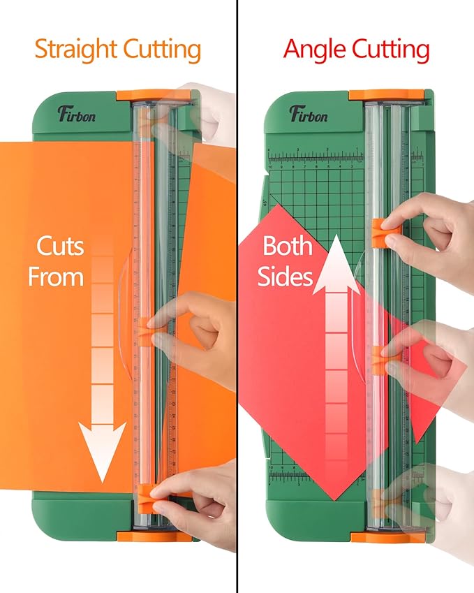 Firbon Green A4 Paper Cutter 12 Inch Titanium Straight Paper Trimmer with Side Ruler for Scrapbooking Craft, Paper, Coupon, Label, Cardstock-DeskLoop Office