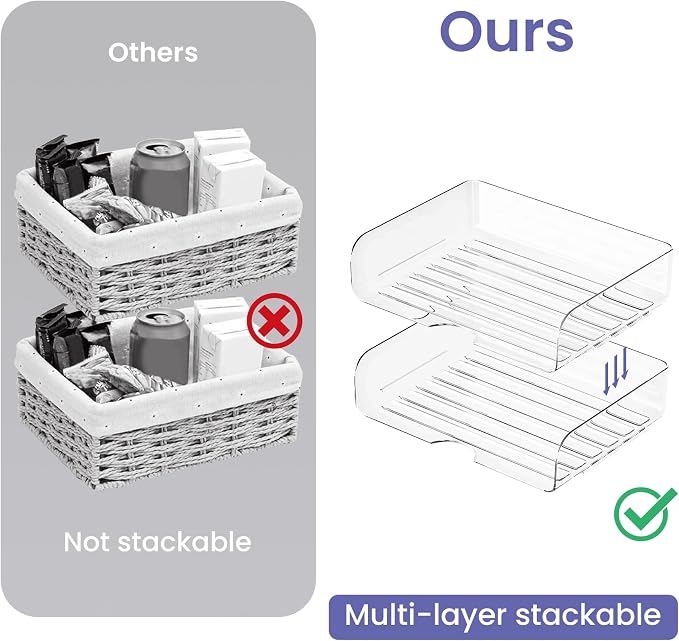 Tomorotec 2 Pack Clear Stackable Letter Tray, A4 Desk File Organizer Set | - Image 5