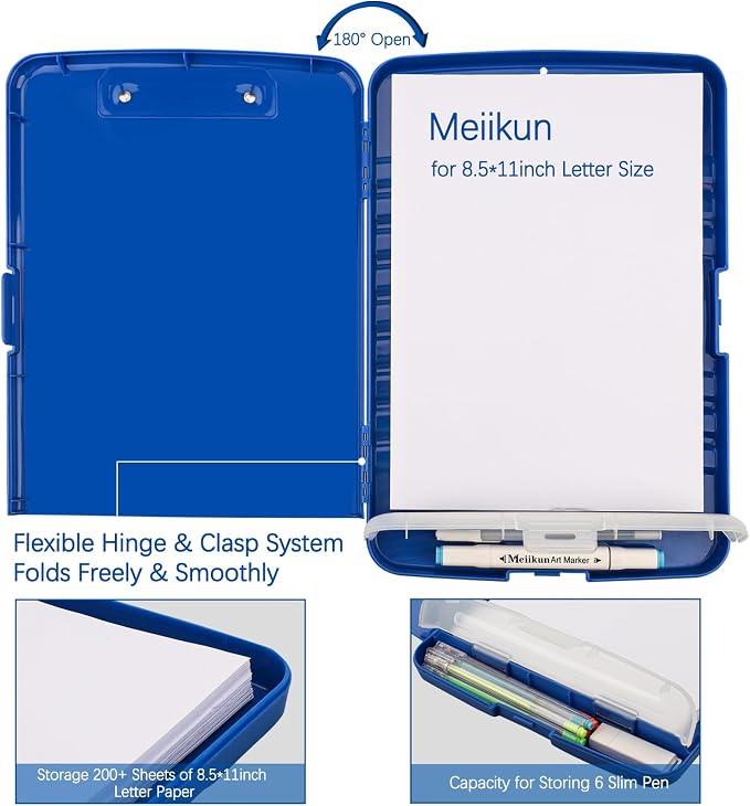 Meiikun Clipboard with Storage, Plastic Clipboards 8.5x11 with Pen Holder - Image 5