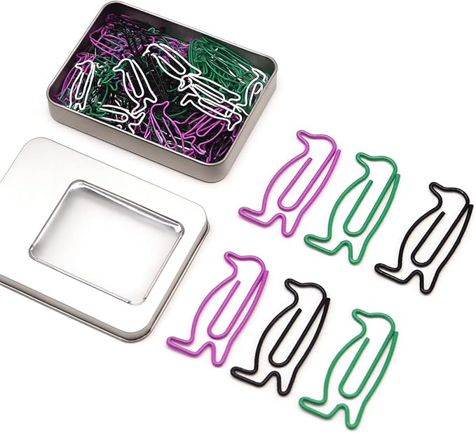 60 Pcs Penguin Paper Clips Mixed Color, Cute Penguin Gifts by NELJIBEHU