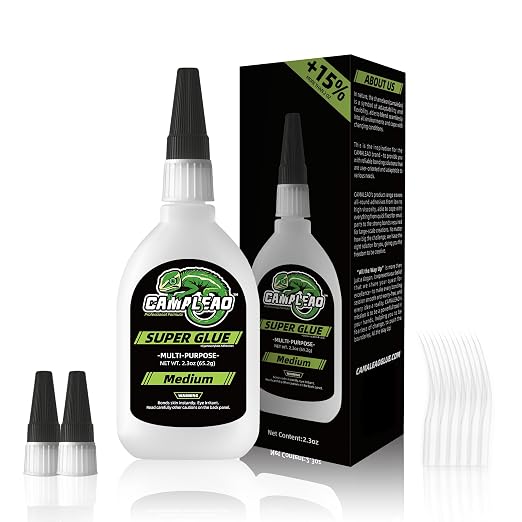Medium Super CA Glue Kit 2.3 oz, All Purpose Clear Superglue by CAMALEAO