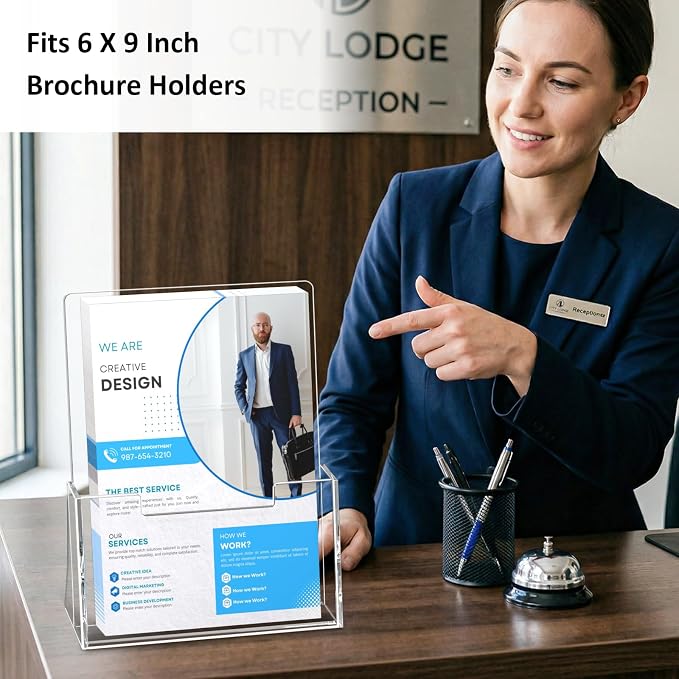 Acrylic Brochure Holder 6 x 9 Inch, 4 Pack Clear Acrylic Flyer Holder, Pamphlet - Image 4