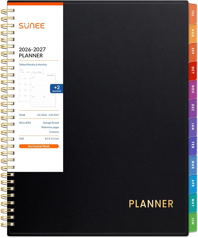 SUNEE Academic Planner 2026-2027 – Weekly & Monthly Planner, July 2026 to June by SUNEE