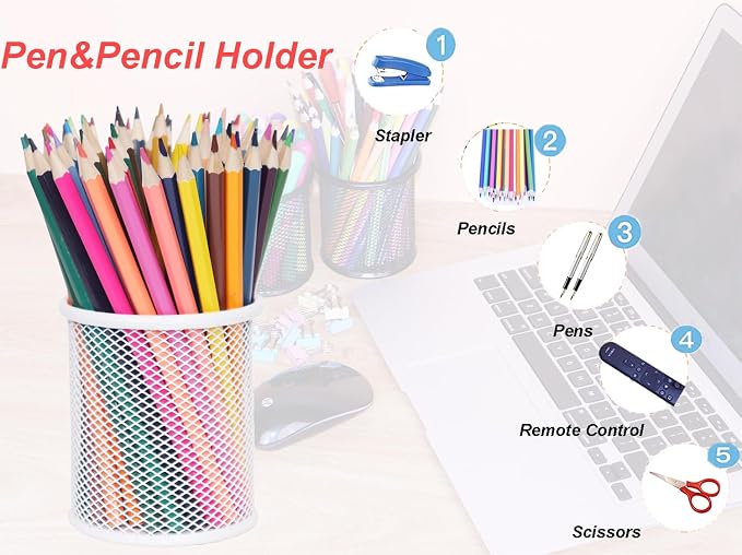 SNOW COOLER Pen Holder Mesh Pencil Holder Metal Pen Holder Cup Pencil Cup Holder - Image 5