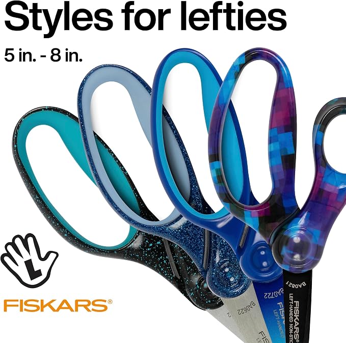 Fiskars 7" SoftGrip Left-Handed Student Glitter Scissors - Image 5