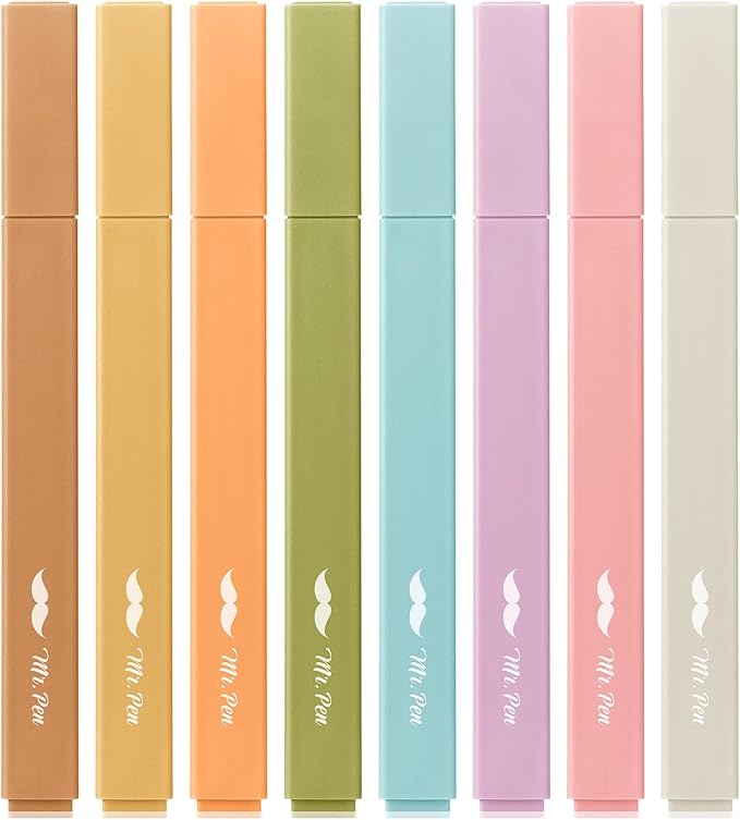 Mr. Pen- Aesthetic Highlighters No Bleed, 8 Pack, Moss Garden, Chisel Tip | by MrPen