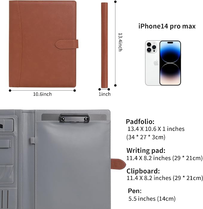 Wason Portfolio Padfolio A4 Leather PU Folder File Document Holder Case - Image 2