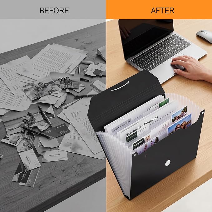 Comix Accordion File Organizer, 13 Pocket, A4/Letter Size Documents, Includes - Image 5