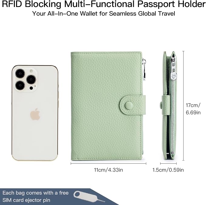 Genuine Leather RFID Blocking Passport Holder Wallet - Image 2