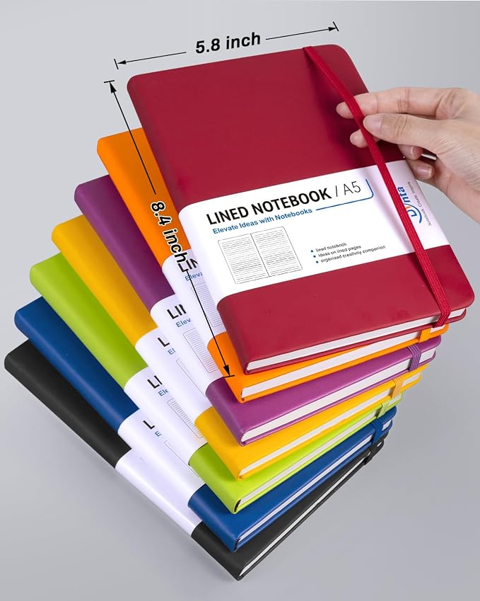 Dynta Hardcover Journal Notebooks, 8.4 x 5.8 inch, 7 Colors Classic Ruled - Image 2