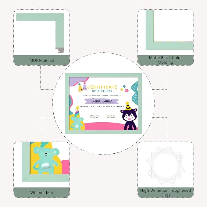 ELSKER&HOME 8.5x11 Picture Frame-Certificate Frame in Green 6Pack | Document - Image 5