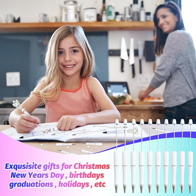 150 Pieces DIY Beadable Pen Kit – 50 Plastic Ballpoint Pens - Image 5