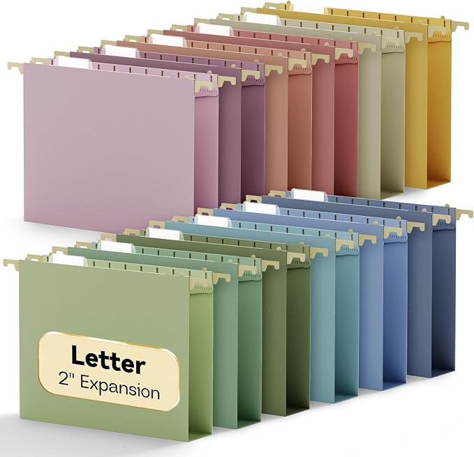Plastic Extra Capacity Hanging File Folder Letter Size, Heavy Duty 2" by NORDUN