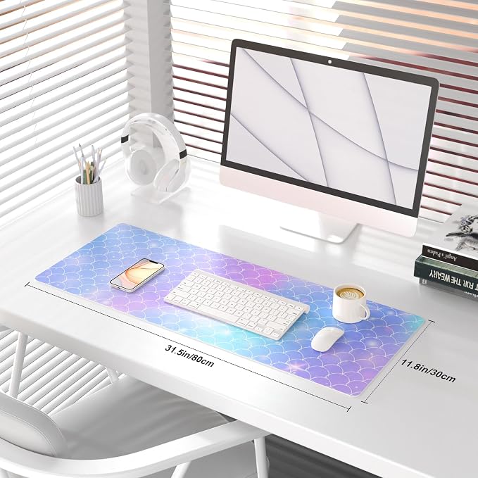 QIYI Large Desk Pad, Colorful Mouse Pad Desktop Decor, Waterproof PU Leather - Image 2