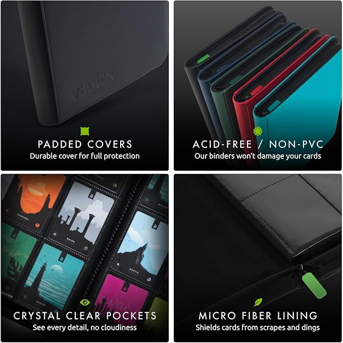 Vault X 4 Pocket Zip Binder, 160 Cards, Exo-Tec Material, 20 Side-Loading Pages - Image 7
