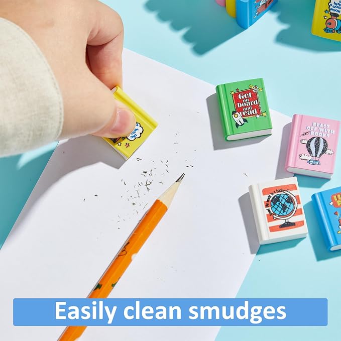 party greeting 100Pcs I Love to Read Pencil Erasers Fun Erasers Bulk - Image 5