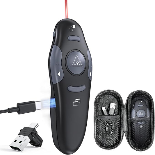 Presentation Clicker with Storage Case, USB C Rechargeable Wireless Presenter by PPTSLID%C2%AE