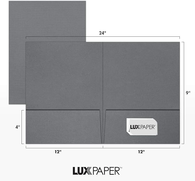 LUXPaper 9" x 12" Presentation Folders | Two Pocket | Front Cover Card Slits | - Image 3