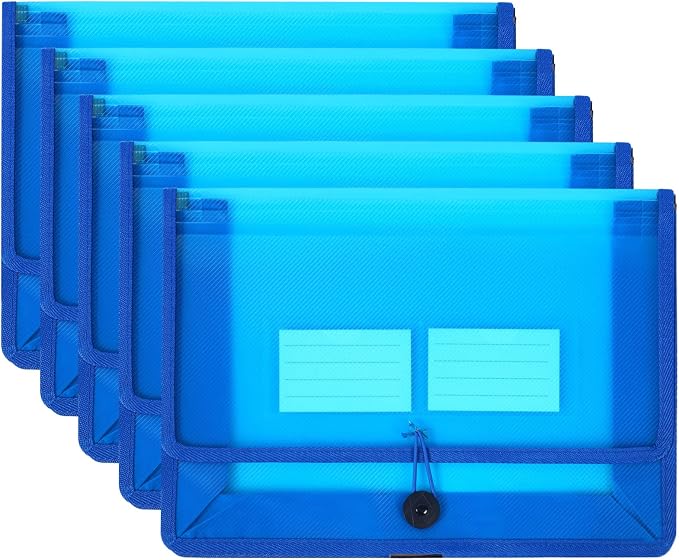 Plastic Expanding File Folders, 5 Pack Expandable Folder, No Dividers, Two by LEPAPILLIONJEWELRY