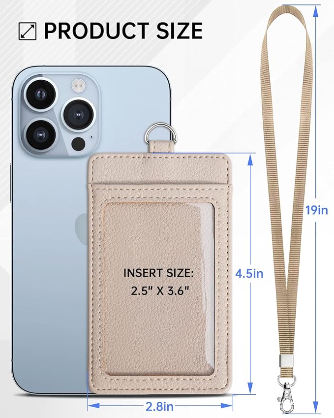 Teskyer Badge Holder with Lanyard, Leather ID Name Badge Card Holder with - Image 7