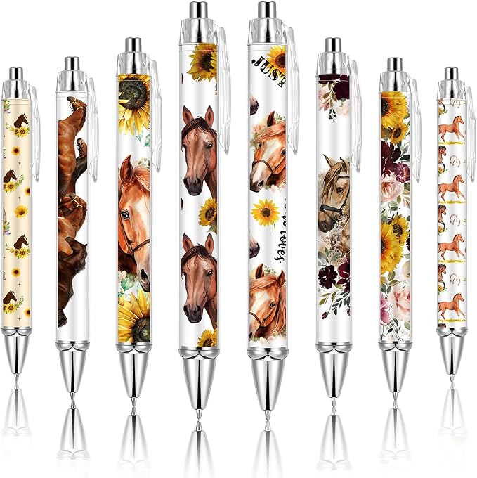 Ireer 8 Pcs Ballpoint Pens for Women 1.00 mm Cute Black Ink Fancy Pens Fine by Ireer