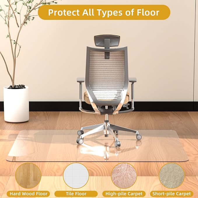 Tempered Glass Chair Mat 48" x 32", 1/5" Thick - Image 5