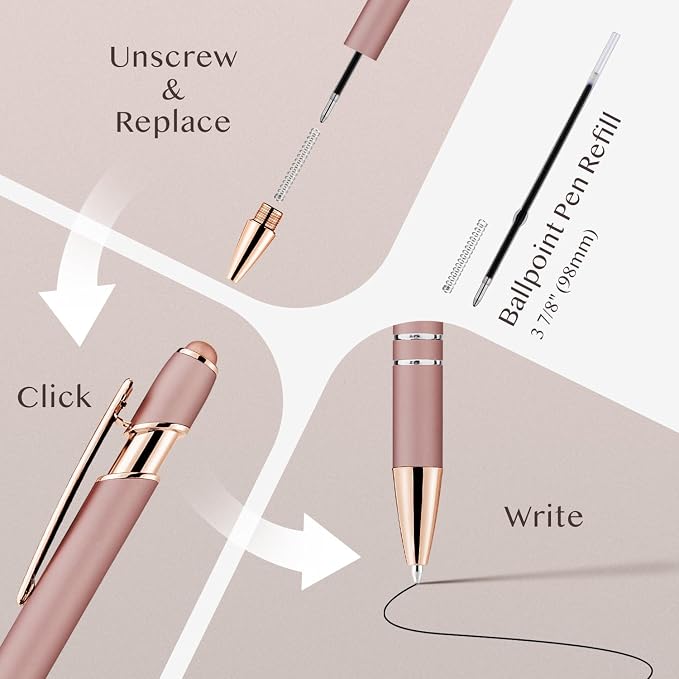 LINFANC 12 Pack Rose Gold Ballpoint Pen - Image 3