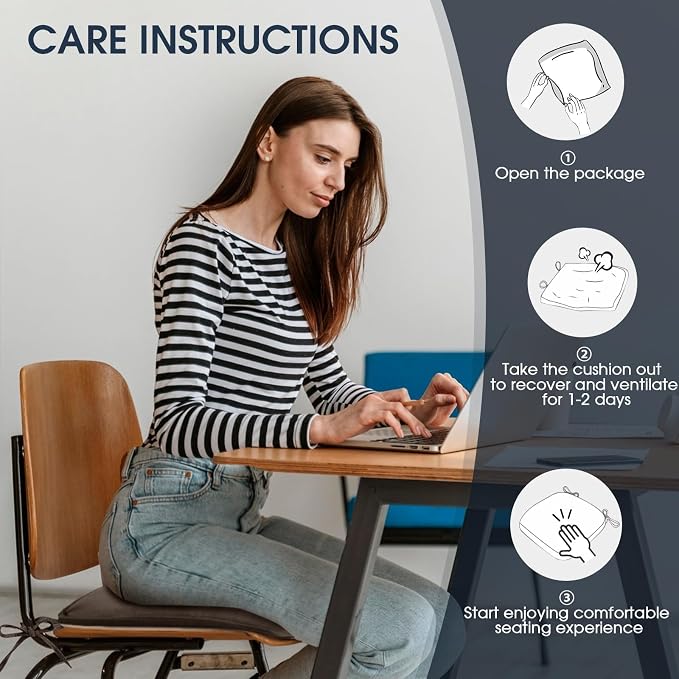 TushGuard Chair Cushions, 4 Pack Memory Foam Chair Pads, Thin Seat Cushion - Image 6