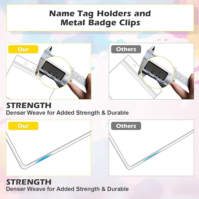 10 Sets Badge Holders and Metal Clips Clear Horizontal Name Tag ID Card Holder - Image 4