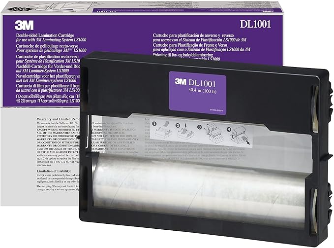 3M Dual Laminate Refill, 12 Inches x 100 Feet Roll, Heat-Free Laminating (DL1001) Clear-DeskLoop Office