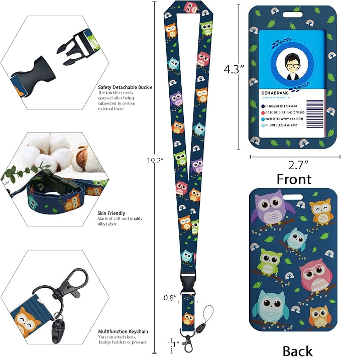 Cute Owl Lanyards for Id Badges, Retractable ID Badge Holder - Image 4