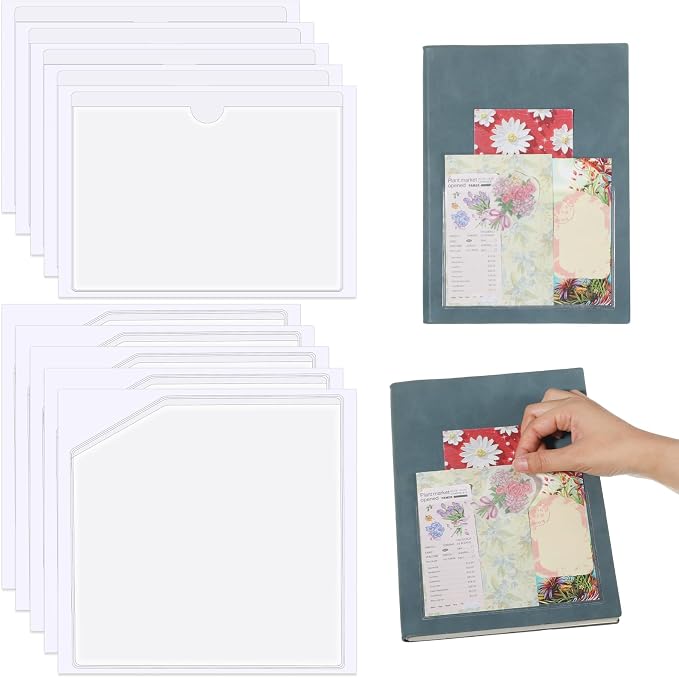 10 PCS Adhesive Pockets, 2 Sizes Sticky Pocket Sleeves, Planner Accessories by Unknown