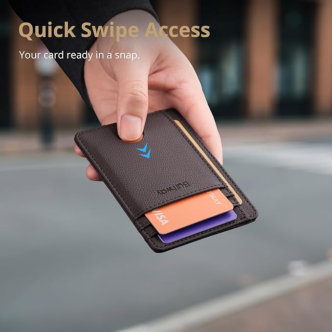 Buffway Slim Minimalist Front Pocket RFID Blocking Leather Wallets - Image 4