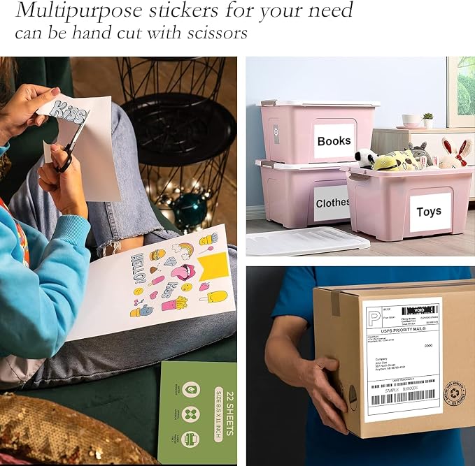 2000 Full Sheets Sticker Paper for Laser & Ink Jet Printers, 8.5" x 11" Full - Image 3