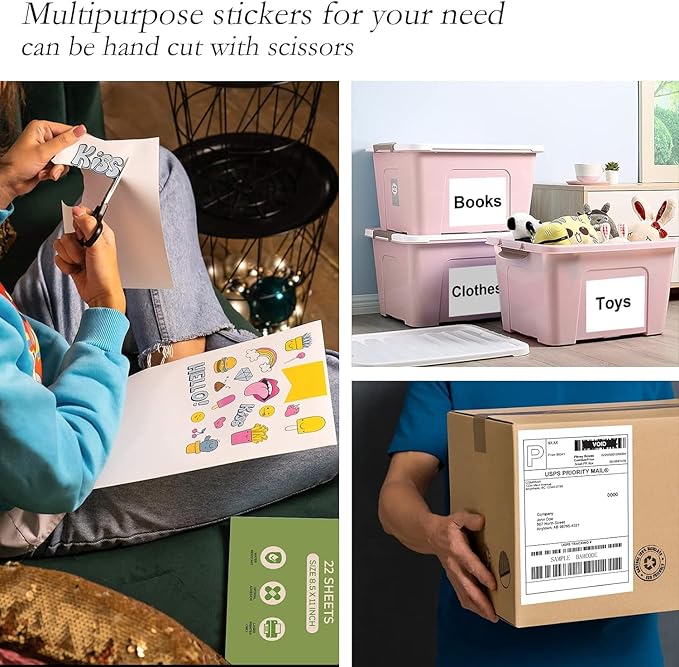 30 Full Sheets Sticker Paper for Laser & Ink Jet Printers, 8.5" x 11" Full Sheet Address Shipping Labels-DeskLoop Office