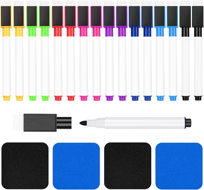 16 Pcs Colorful Magnetic Dry Erase Markers by JEFURE