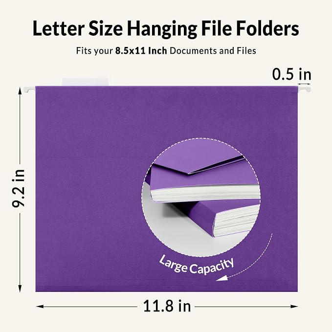 SUNEE 25 Pack Hanging File Folders, Hanging File Folders Letter Size - Image 5