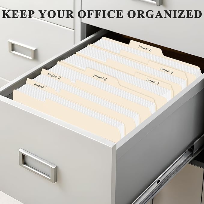 Manila Folders 8.5 x 11 | 1/3 Cut File Folders Letter Size | Manilla File - Image 5