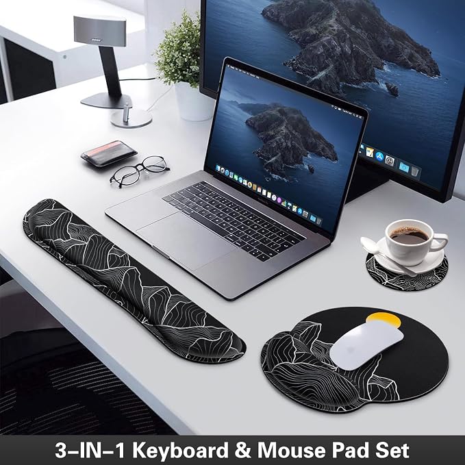 Mouse Pad Black, Ergonomic Keyboard Wrist Rest, Mouse Pad - Image 2