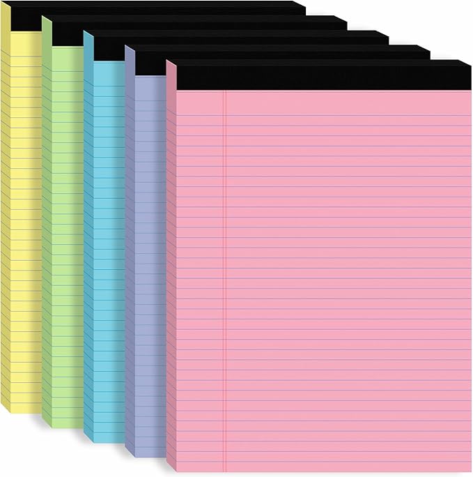 5Packs Legal Pads 8.5 x 11 Inch, 50Sheets/Pack, College Ruled & Perforated by Ciphyfee
