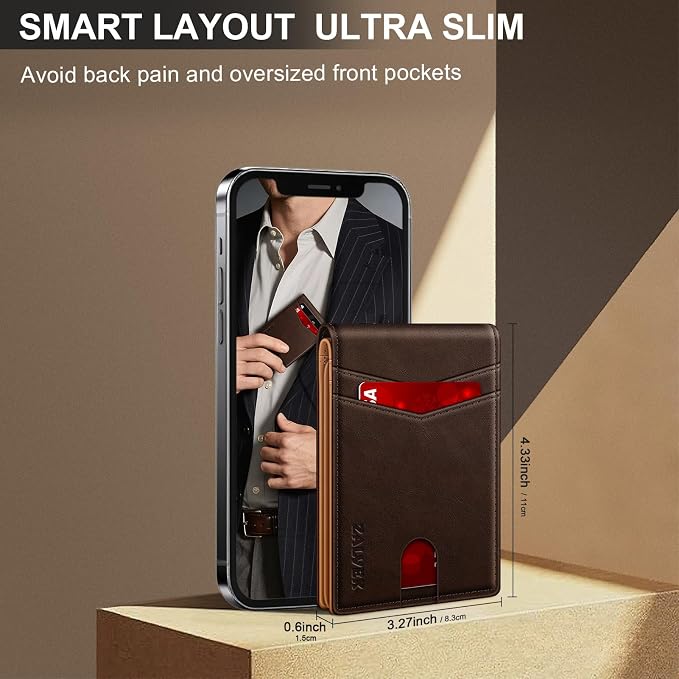 Wallet for Men Slim RFID Blocking Leather Credit Card Holder Wallet for 14 Cards - Image 4