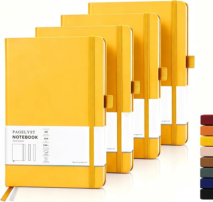 PAGELYST Graph Grid Paper Notebook, 200 Pages, 4 Pack Leather Hardcover Notebook by Unknown
