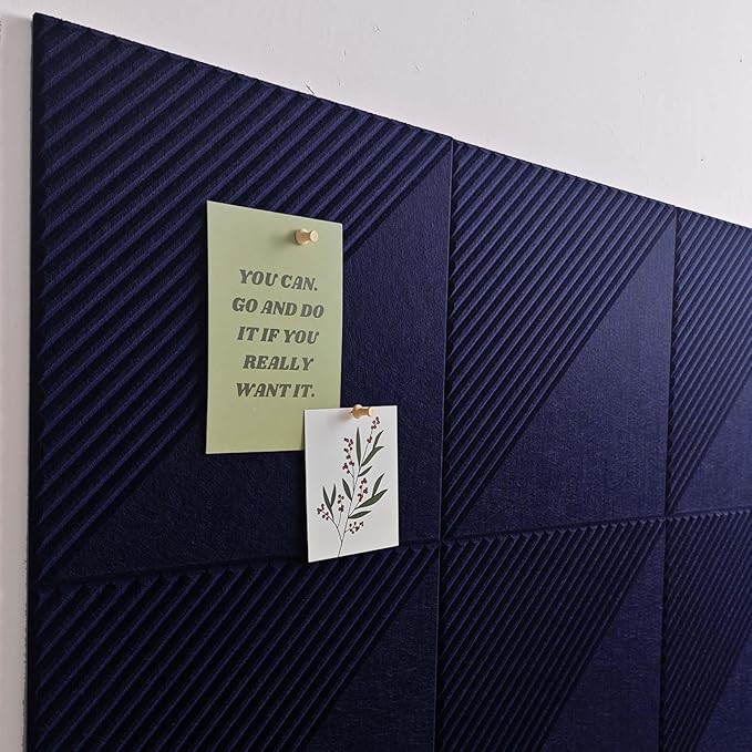 Large Cork Board for Walls 48"x 36", 12 Pack Felt Wall Tiles with Safe Removable Adhesive Tabs, Cork Board for Office,Pinboard Bulletin Board - Dark Blue-DeskLoop Office