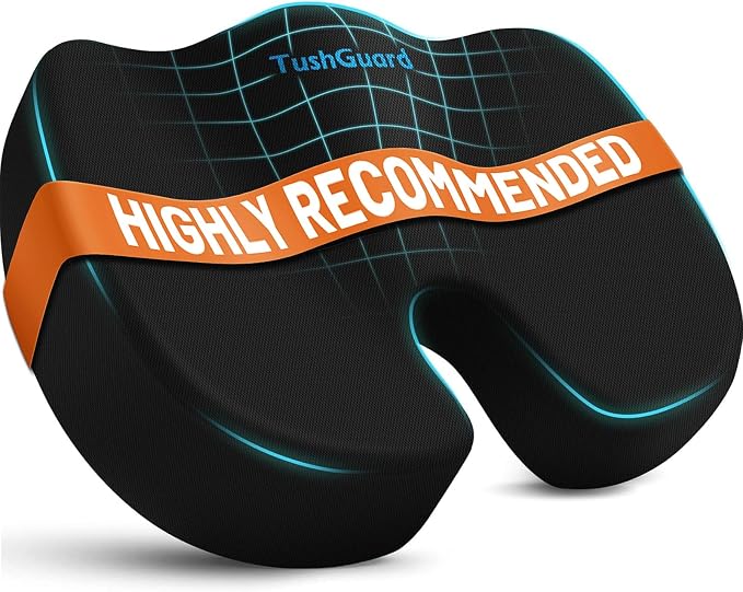 TushGuard Seat Cushion for Office Chair Memory Foam Non-Slip Cushion Back by TushGuardSeatCushonsPillows