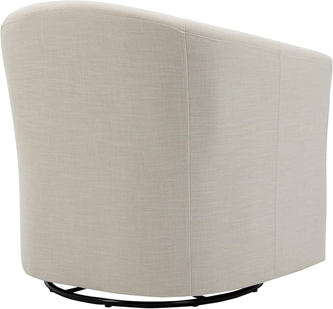 UIXE 360° Swivel Barrel Accent Chair, Modern Round Arm Chair Upholstered Club Armchair, Single Sofa Seating in Fabric for Living Room, Bedroom (Beige)-DeskLoop Office