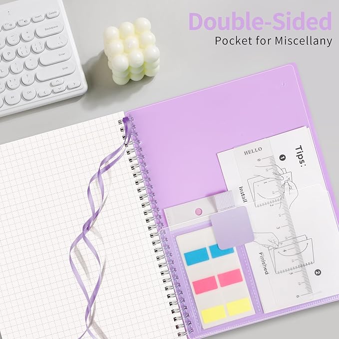 AHGXG Graph Paper Notebook - Spiral Notebook Journal 7.6" x 10", B5 Large Graph Notebook, 140 Pages, 100 gsm Thick Grid Paper, Waterproof Plastic Cover, for School Writing Engineering, Purple-DeskLoop Office