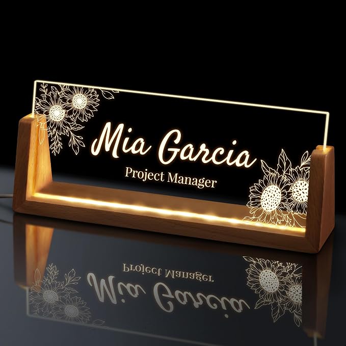 Custom Light Up Name Plate for Desk, Personalized LED Acrylic Name Sign by GifXifyCustomGifts
