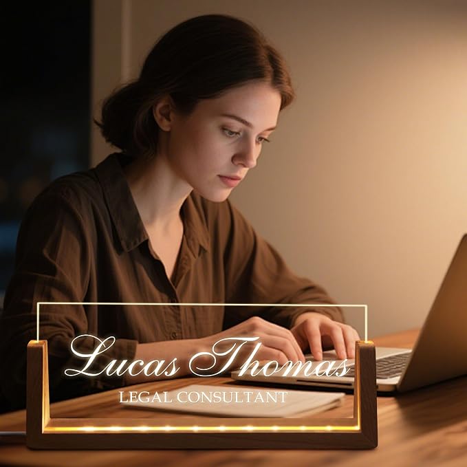 Custom Light Up Name Plate for Desk, Personalized LED Acrylic Name Sign - Image 4